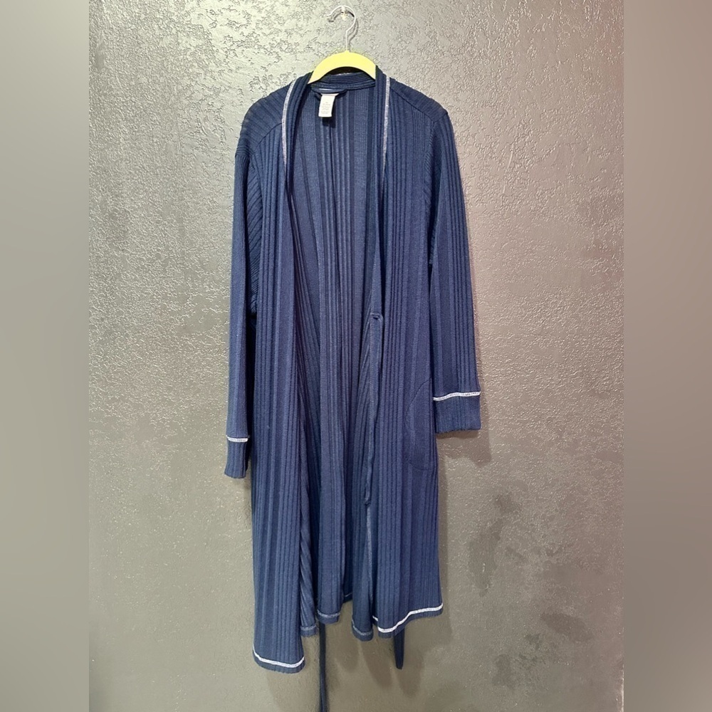 CATHRINES SLEEPWEAR Women’s Navy Blue Robe Cardigan Size 1X